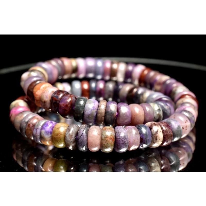 1点物】希少形状 スギライト(杉石) 2x4.5mm ボタン ブレスレット