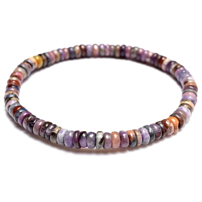 1点物】希少形状 スギライト(杉石) 2x4.5mm ボタン ブレスレット