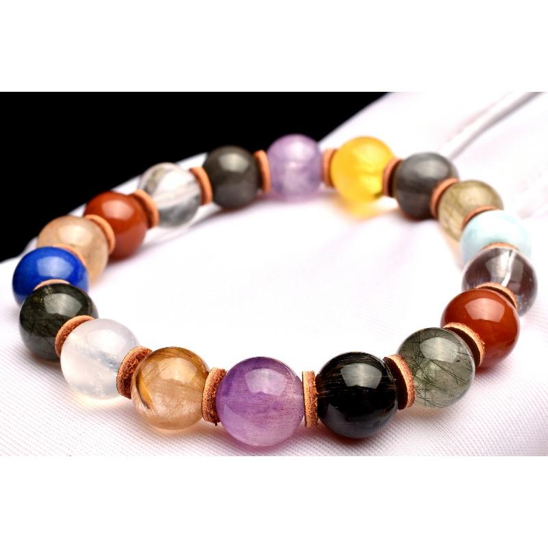1点物】高品質◇贅沢15種類！ 天然石MIX 9-9.5mm ブレスレット