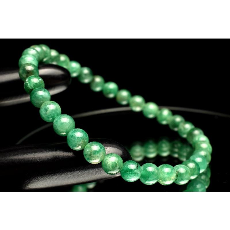 1点物】高発色◇透過性あり エメラルド 5mm ブレスレット _MA7607