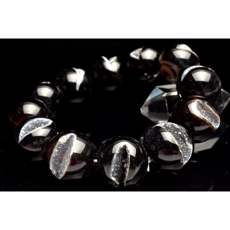 1点物】大珠◇笑口ジオード サードオニキス 19.5-20mm ブレスレット 