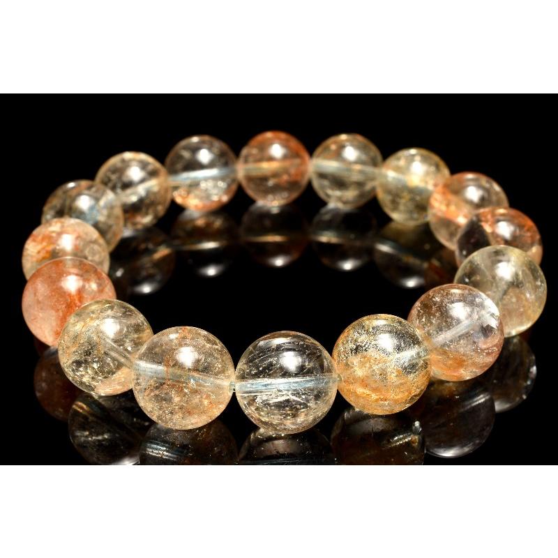 Kaya◆春色✧大粒アクアマリンブレスレット✧14kgf アイランドアクアマリン】希少大粒アクアマリン共生大手腰水晶