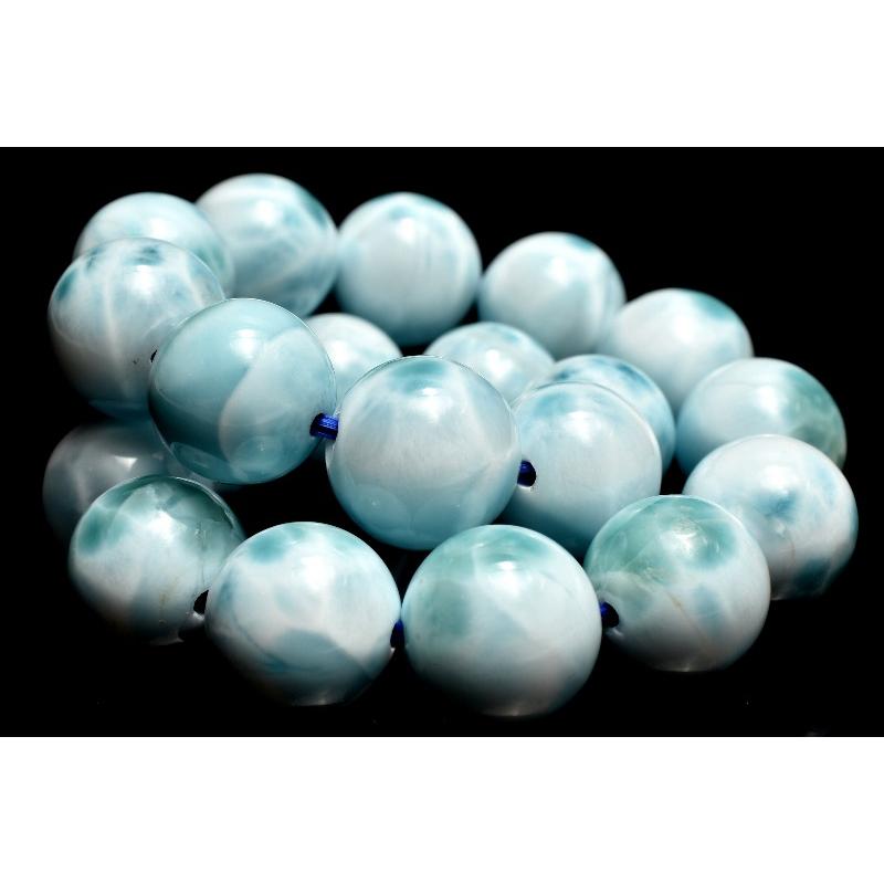 1点物】AA☆美しい波模様 ラリマー 10mm ブレスレット _MA8809