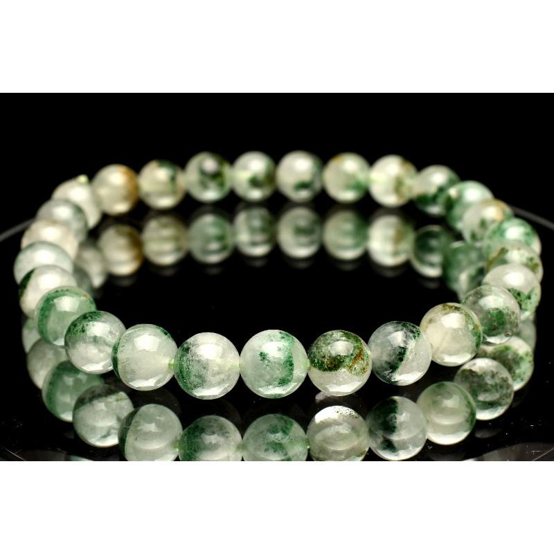 ☆別格高級品！福財弁天宝珠④！エメラルドグリーン ファントム ブレス 1点物】マダガスカル産 エメラルドグリーンファントムクォーツ 7mm