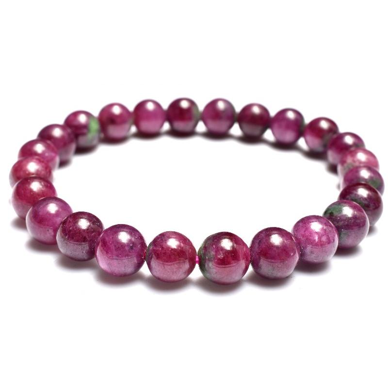 1点物】高品質◇勝利の石 ルビーインゾイサイト 7.5mm ブレスレット