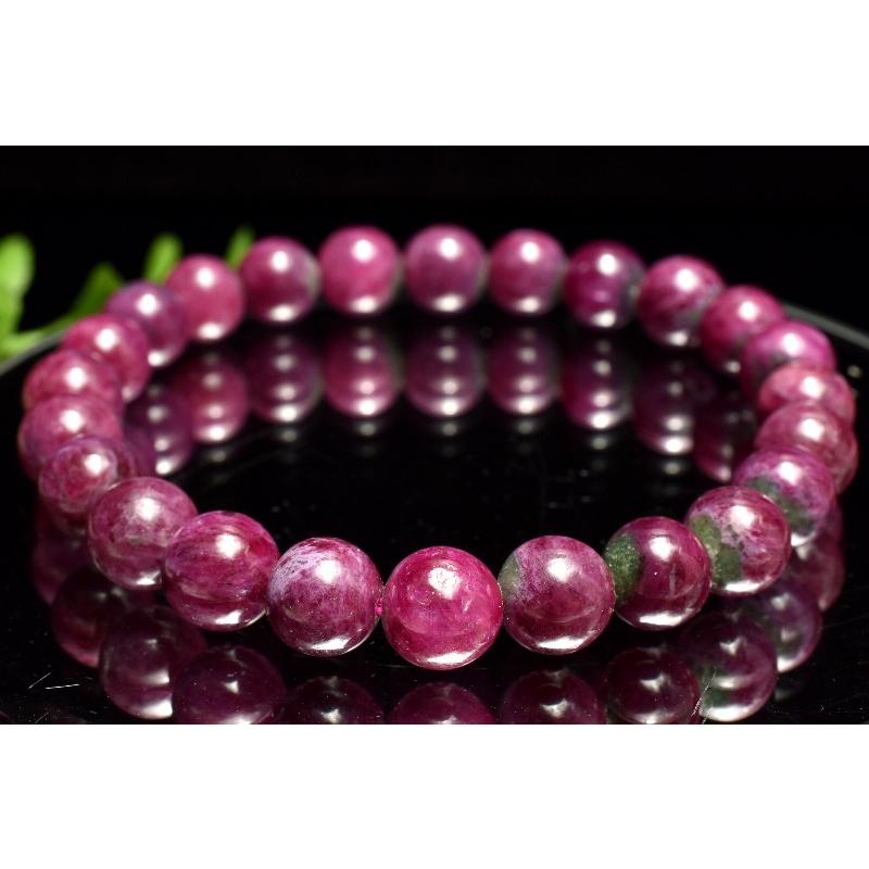 1点物】高品質◇勝利の石 ルビーインゾイサイト 7.5mm ブレスレット