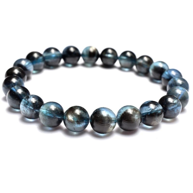 1点物】AAAAA☆幻想シラー ブラックアクアマリン 8.5mm ブレスレット