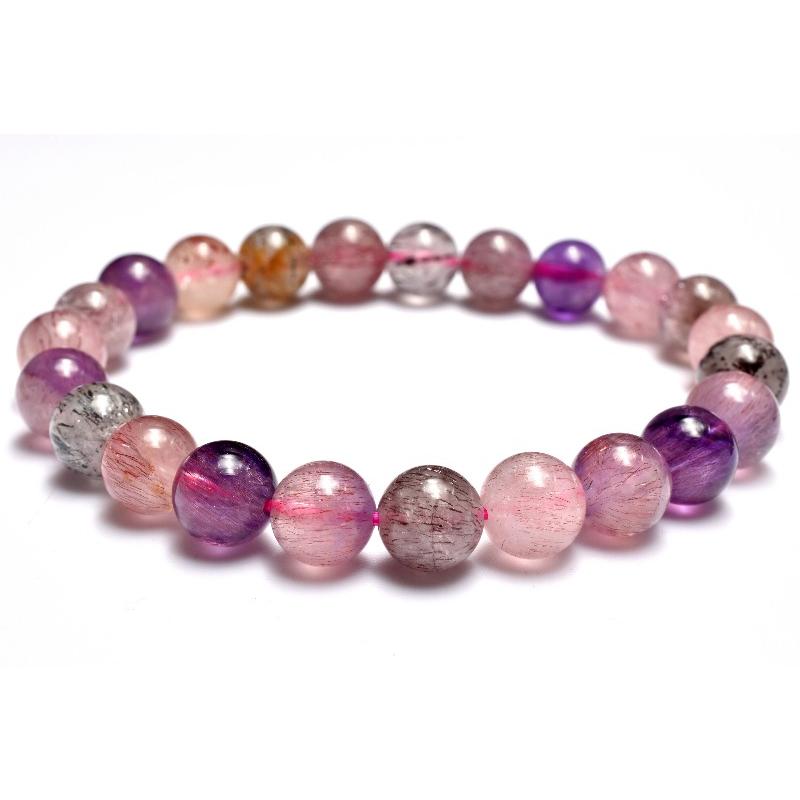 1点物】マルチカラー◇上質 スーパーセブン 8mm ブレスレット _MC1640