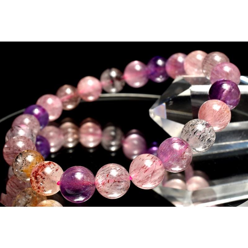 1点物】マルチカラー◇上質 スーパーセブン 8mm ブレスレット _MC1640