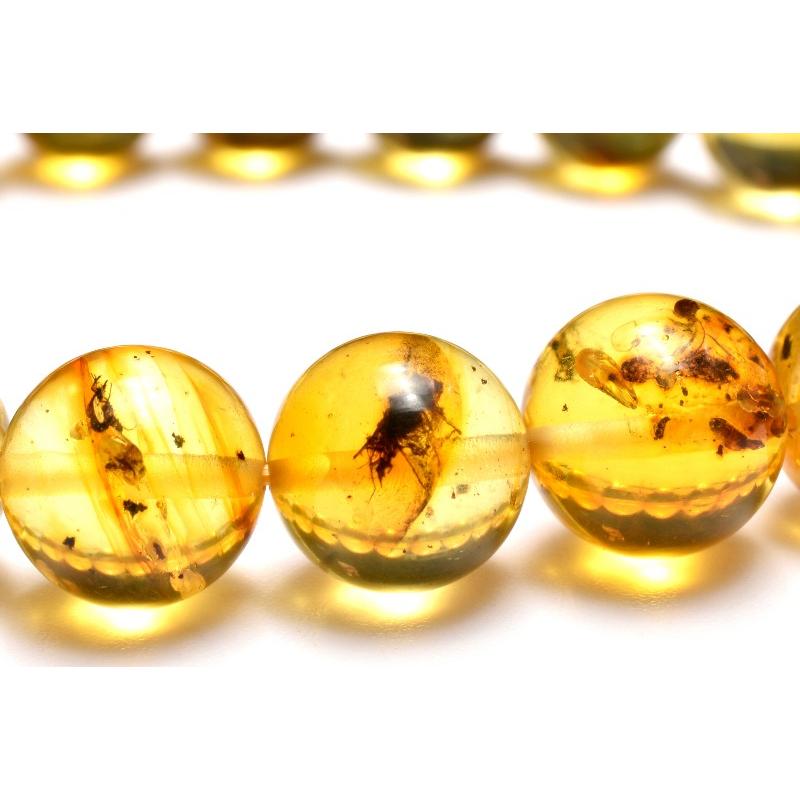 1点物】全粒内包☆限定入荷！ 虫入り琥珀アンバー 9.5mm ブレスレット