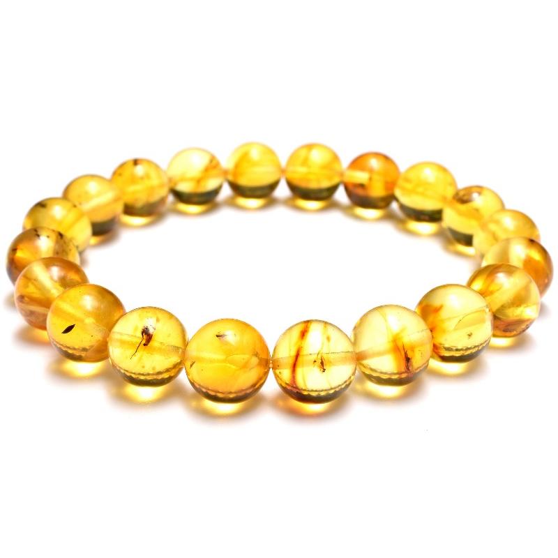 1点物】全粒内包☆限定入荷！ 虫入り琥珀アンバー 9.5mm ブレスレット