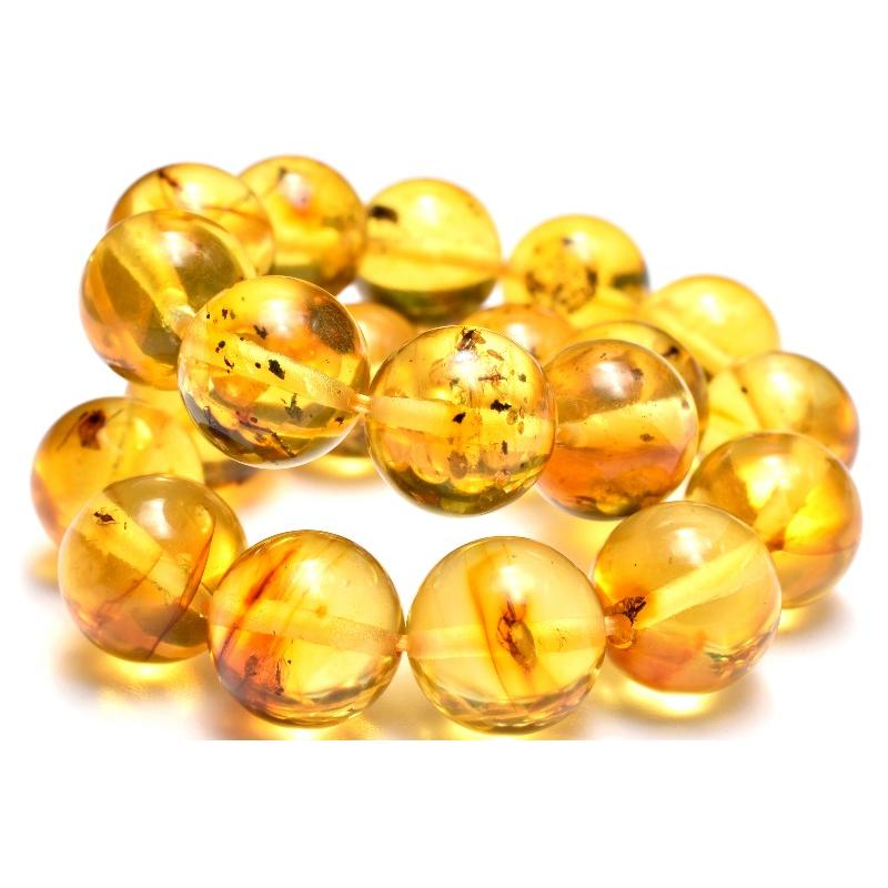 1点物】全粒内包☆限定入荷！ 虫入り琥珀アンバー 9.5mm ブレスレット