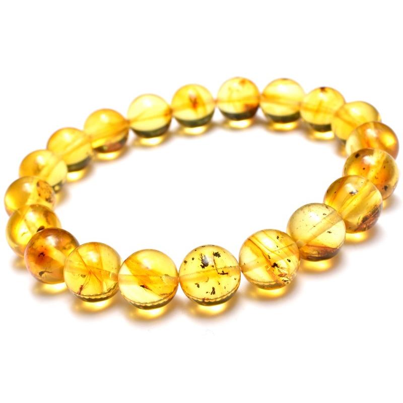1点物】全粒内包☆限定入荷！ 虫入り琥珀アンバー 9.5mm ブレスレット