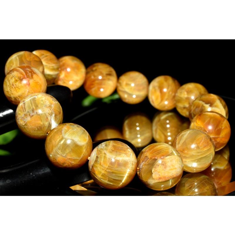 1点物】キャッツアイ ゴールデンオパール 14-14.5mm ブレスレット