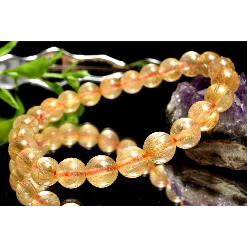 1点物】黄金の輝き タイチンルチルクォーツ 7.5mm ブレスレット