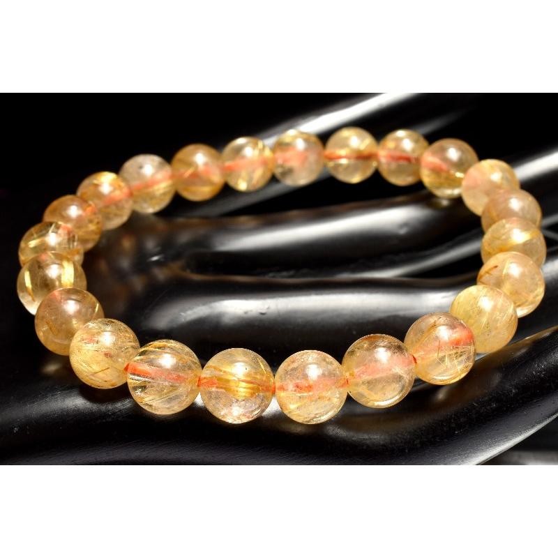 1点物】黄金の輝き タイチンルチルクォーツ 8mm ブレスレット _MC2681