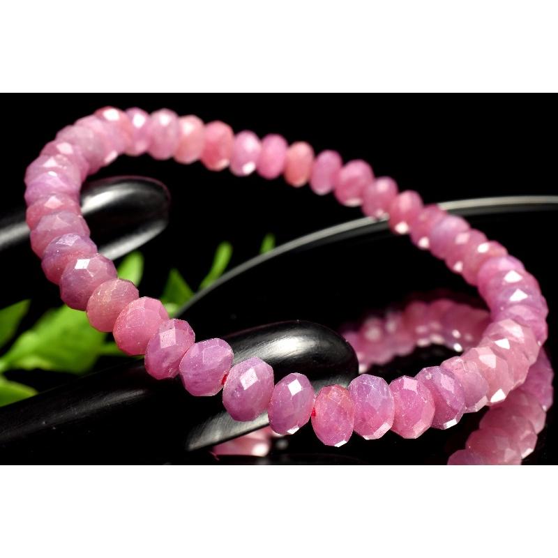 1点物】AA☆高発色 ルビー 4-4.5x6.5-7mm ボタンカット ブレスレット