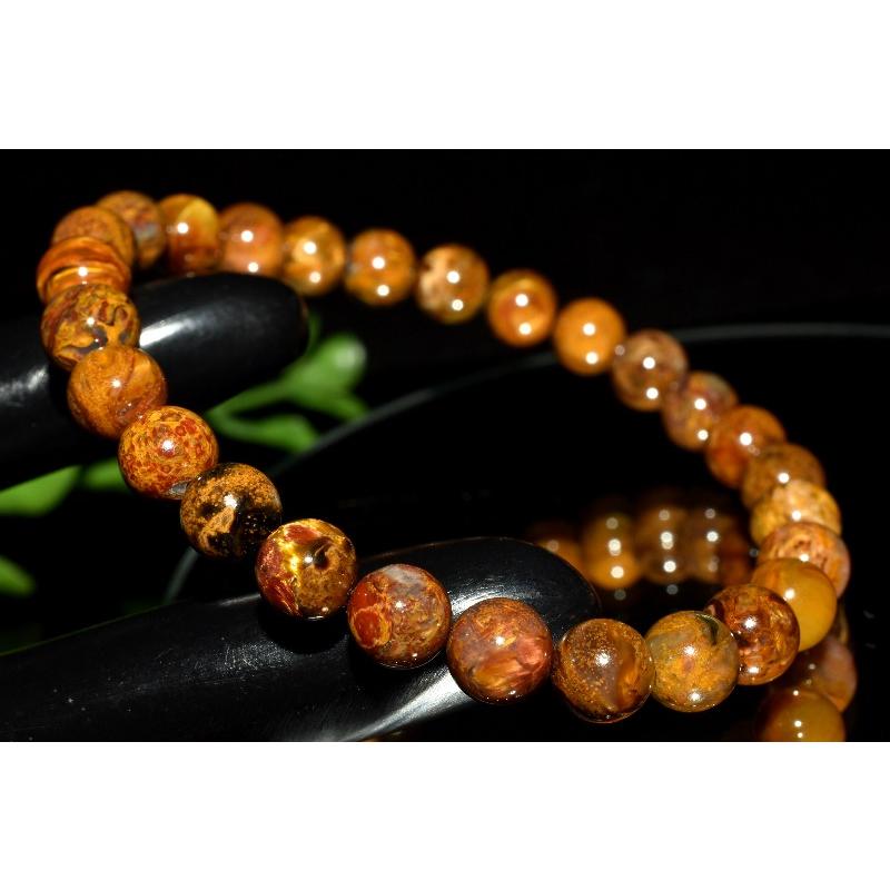 1点物】嵐の石◇高発色 ピーターサイト 6.5mm ブレスレット _MC2722