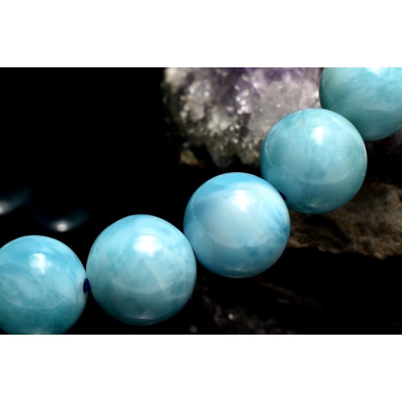 ♡高品質♡！カリブ海の宝石！ラリマー ブレスレット ☆ 贅沢な大玉13㎜玉天然石 1点物】AA+☆カリブ海の宝石 ラリマー 8.5mm ブレスレット _MC2803