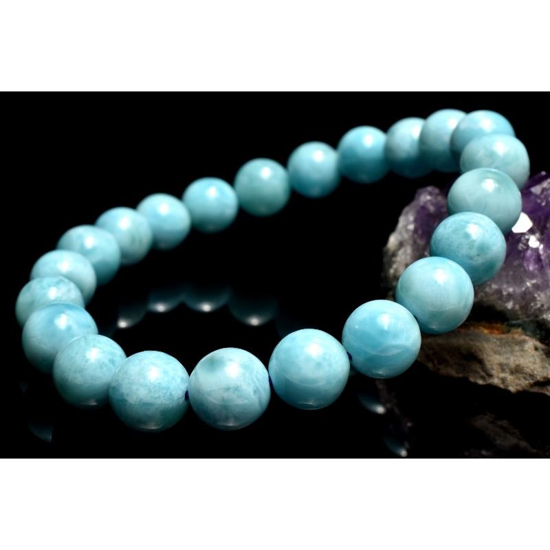 ♡高品質♡！カリブ海の宝石！ラリマー ブレスレット ☆ 贅沢な大玉13㎜玉天然石 カリブ海の宝石☆美しい海色☆天然石ブレスレット/ラリマー（ブルー
