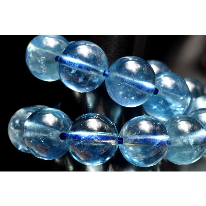 希少✧サンタマリアアクアマリンブレスレット✧14kgf 1点物】AAA高発色☆高透明度 サンタマリアアクアマリン 9mm