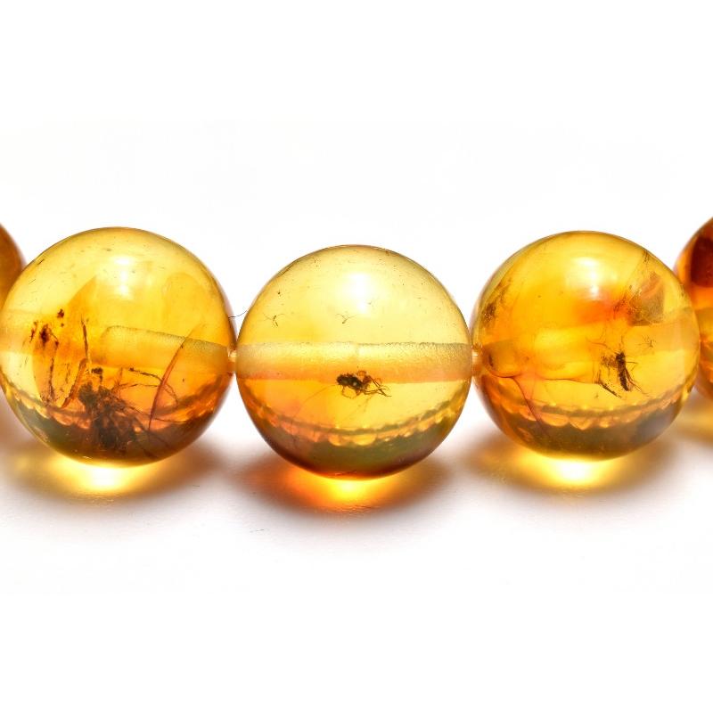 1点物】全粒内包☆限定入荷！ 虫入り琥珀アンバー 9.5mm ブレスレット