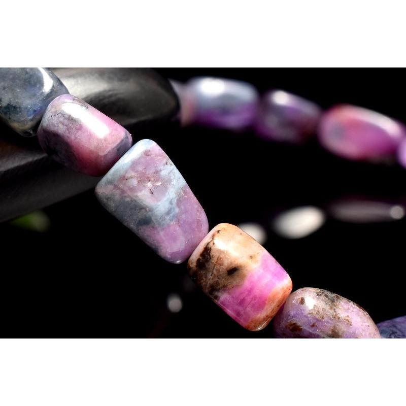 ★マーブルスギライト タンブルカット ブレスレット①(SA) スギライトマルチカラーのブレスレット 一玉約11㎜ 内径役17cm | TIRORI