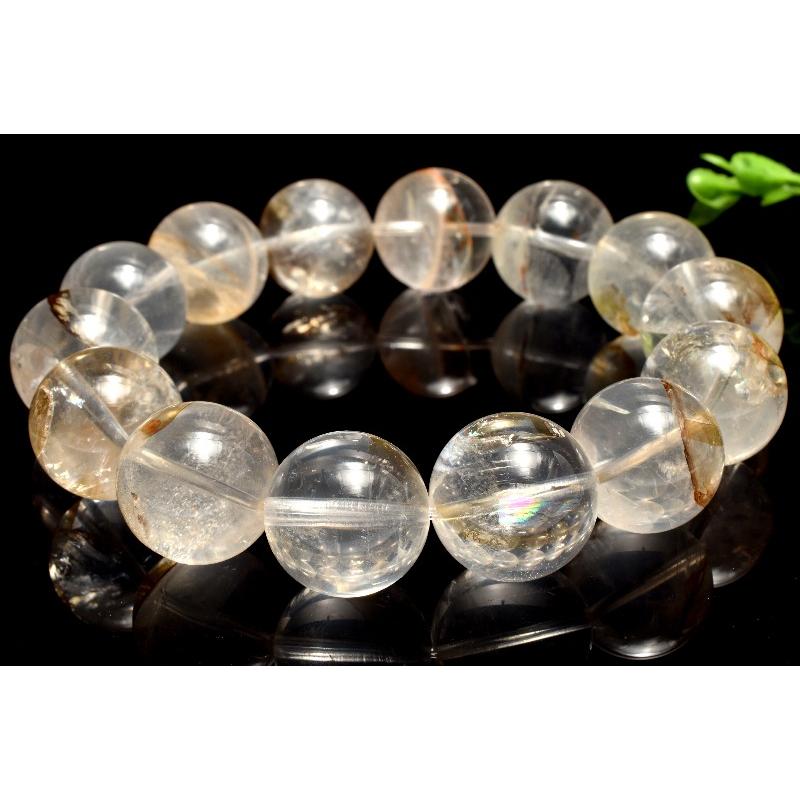 1点物】虹入り！ ライモナイトインクォーツ 17-17.5mm ブレスレット 