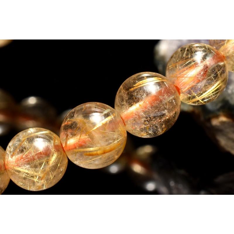 1点物】透明◇黄金の輝き ゴールドルチルクォーツ 7mm ブレスレット