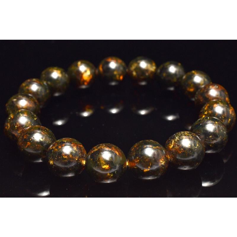 1点物】ロシア産 アンバー琥珀(薬珀) 12.5mm ブレスレット _MC3455 