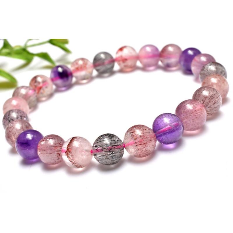 1点物】マルチカラー◇上質 スーパーセブン 8mm ブレスレット _MC3498