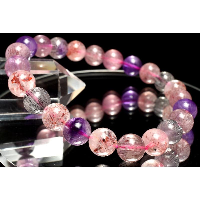 1点物】マルチカラー◇上質 スーパーセブン 8mm ブレスレット _MC3498