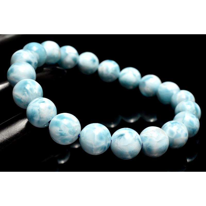 1点物】AA☆美しい波模様 ラリマー 9.5mm ブレスレット _MC381