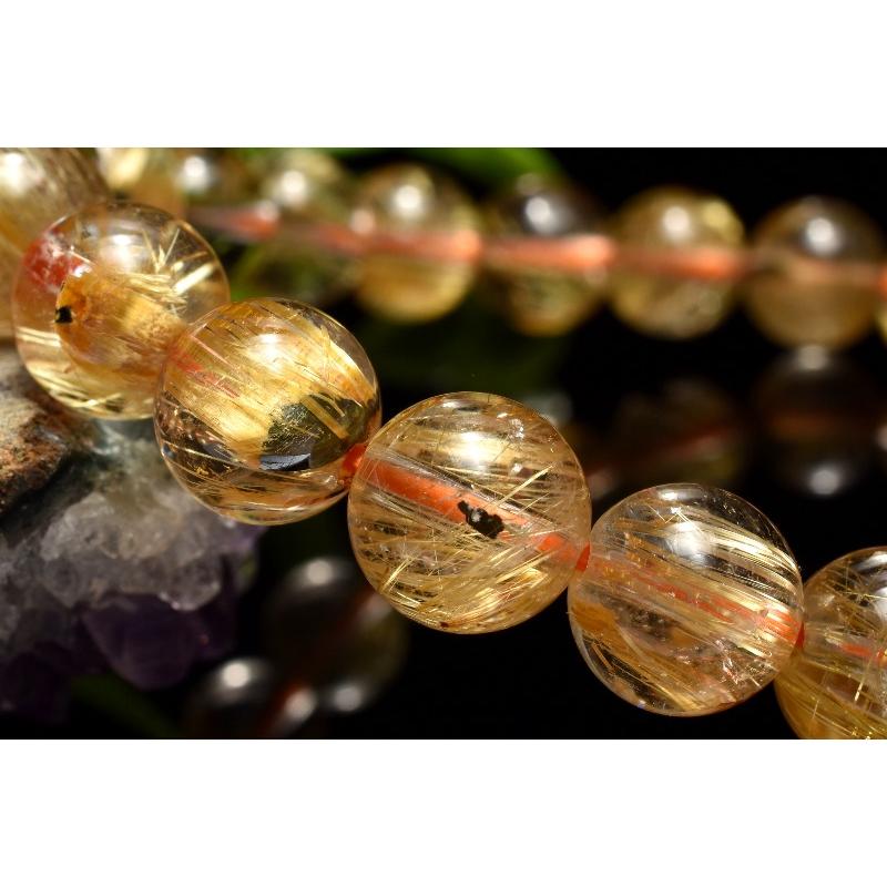 1点物】AAA☆黄金の輝き ヘマタイトインタイチンルチルクォーツ 8.5mm