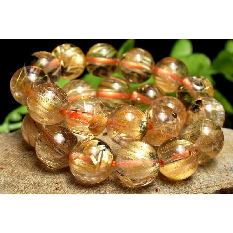 1点物】AAA☆黄金の輝き ヘマタイトインタイチンルチルクォーツ 8.5mm