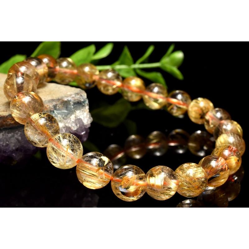 1点物】AAA☆黄金の輝き ヘマタイトインタイチンルチルクォーツ 8.5mm