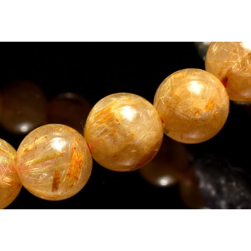 1点物】金運向上！ ゴールドタイチンルチルクォーツ 8mm ブレスレット