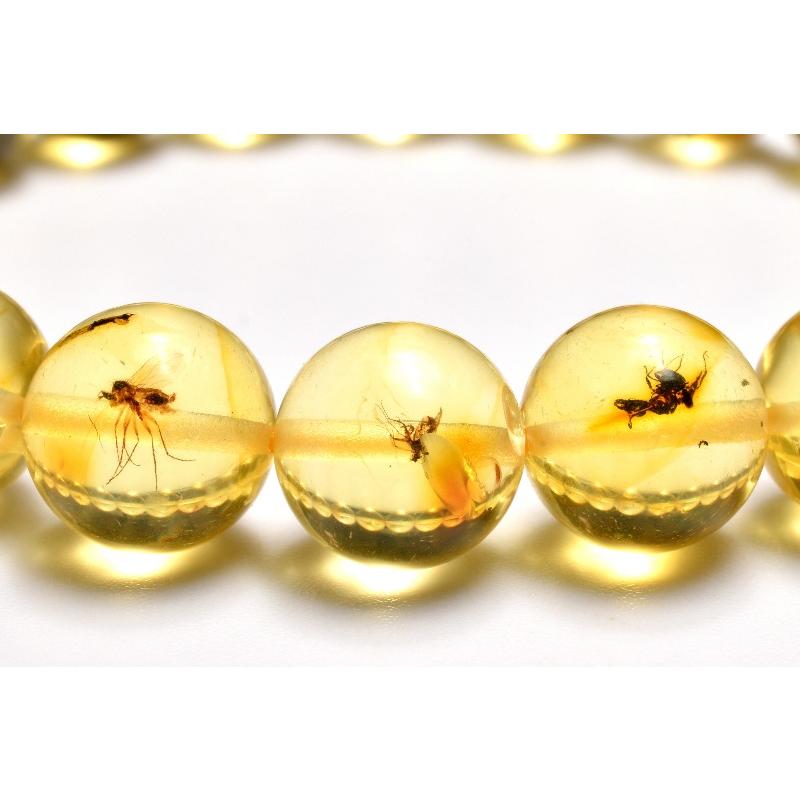 1点物】全粒内包☆限定入荷！ 虫入り琥珀アンバー 9.5mm ブレスレット