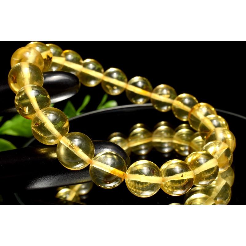 1点物】全粒内包☆限定入荷！ 虫入り琥珀アンバー 9.5mm ブレスレット