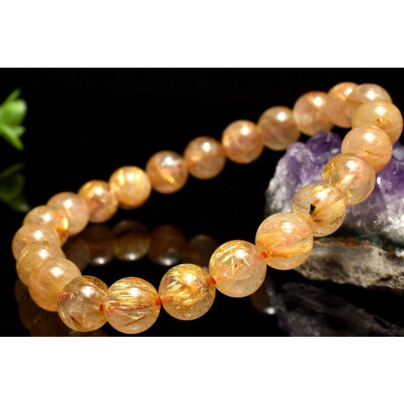 1点物】黄金の輝き タイチンルチルクォーツ 8mm ブレスレット _MC5262