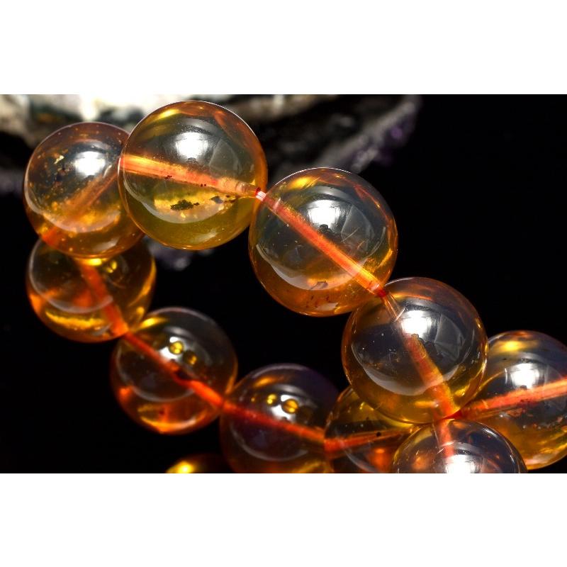 1点物】希少◇ミャンマー産 ブルーアンバー琥珀 13mm ブレスレット