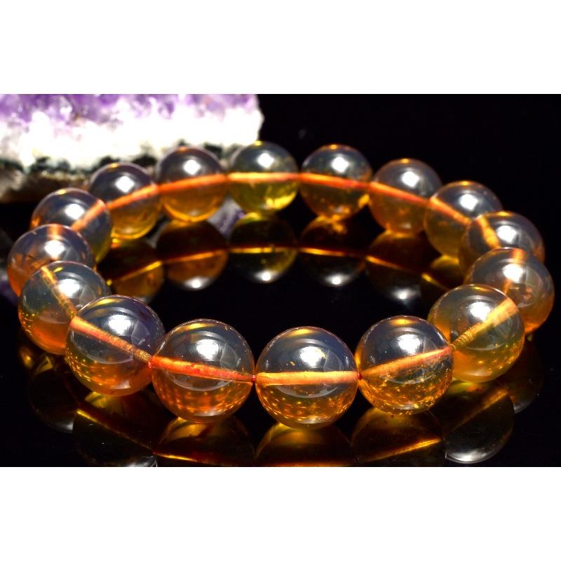 1点物】希少◇ミャンマー産 ブルーアンバー琥珀 13mm ブレスレット