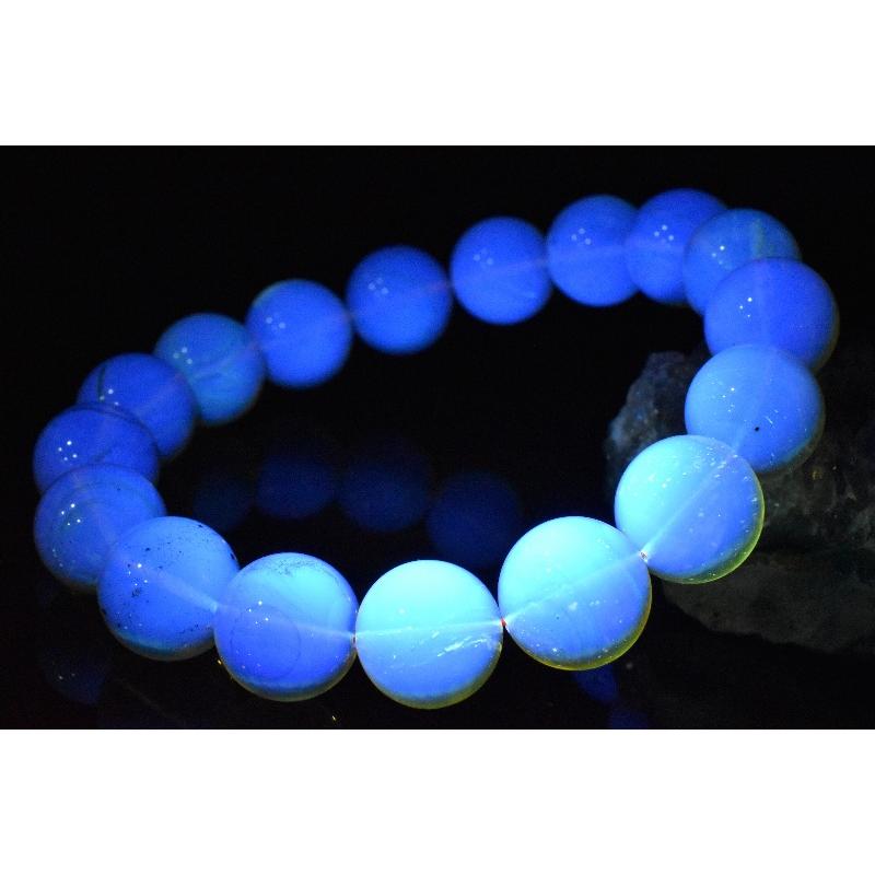 1点物】希少◇ミャンマー産 ブルーアンバー琥珀 13mm ブレスレット