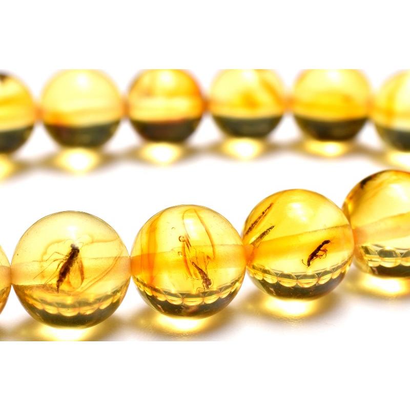 1点物】全粒内包☆限定入荷！ 虫入り琥珀アンバー 7.5mm ブレスレット