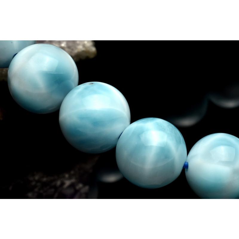 1点物】AAA+ドミニカブルー☆亀甲模様 ラリマー 8.5mm ブレスレット