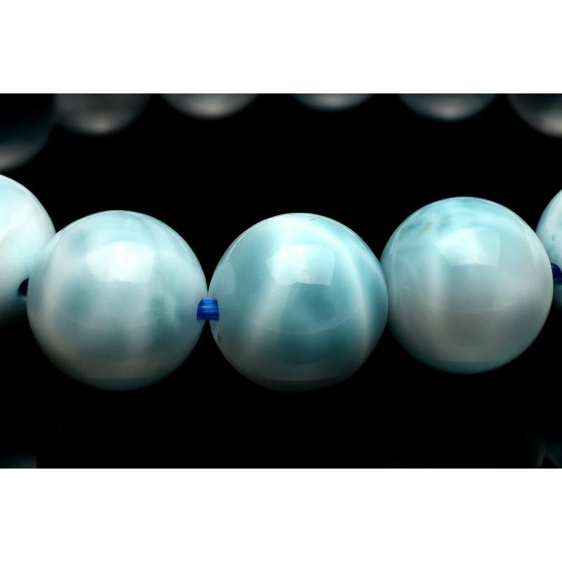 1点物】AAA+ドミニカブルー☆亀甲模様 ラリマー 9.5mm ブレスレット