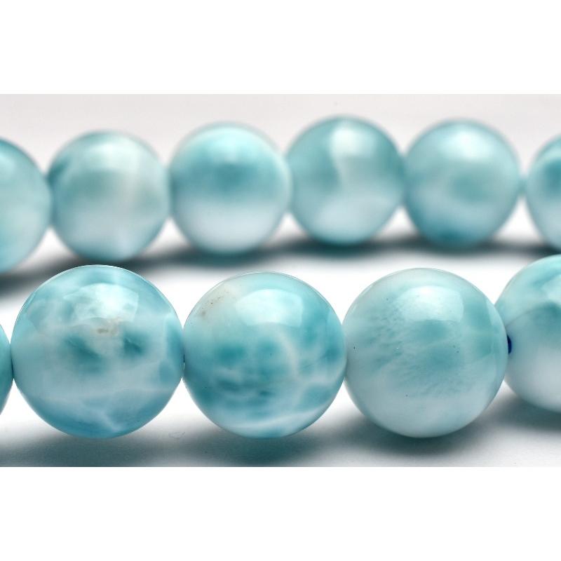 1点物】AAA+ドミニカブルー☆亀甲模様 ラリマー 9.5mm ブレスレット