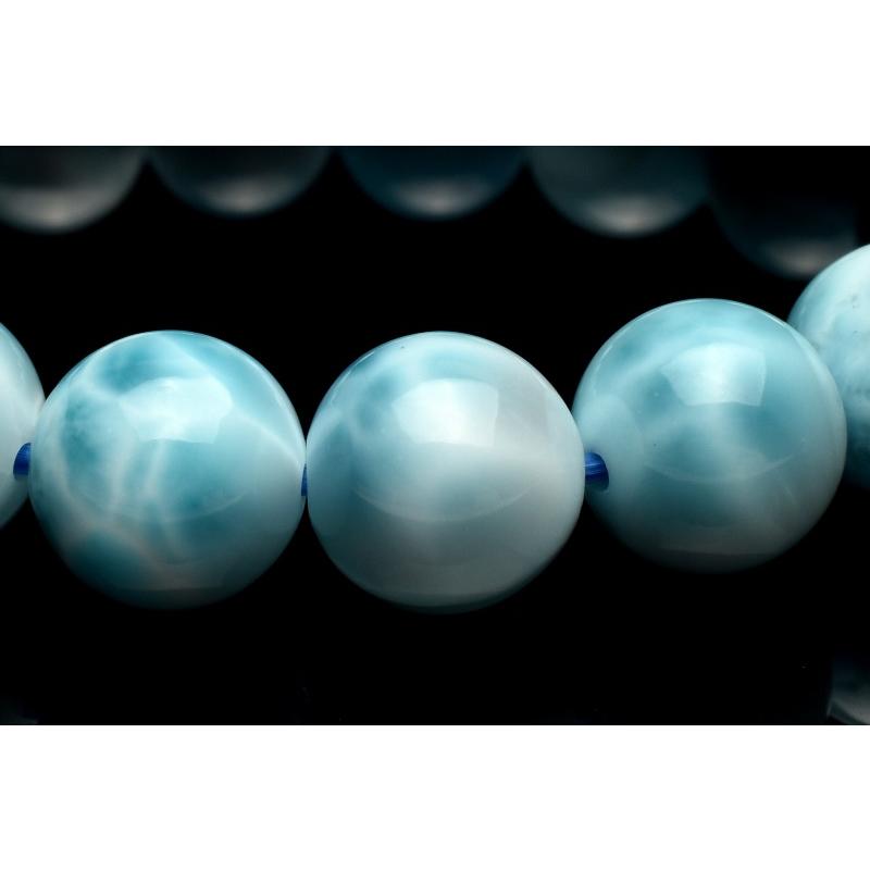 1点物】AAA+ドミニカブルー☆亀甲模様 ラリマー 9.5mm ブレスレット