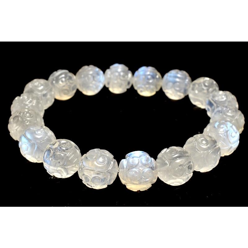 1点物】柔らかシラー◇繊細彫刻 ブルームーンストーン 10.5mm マニ車