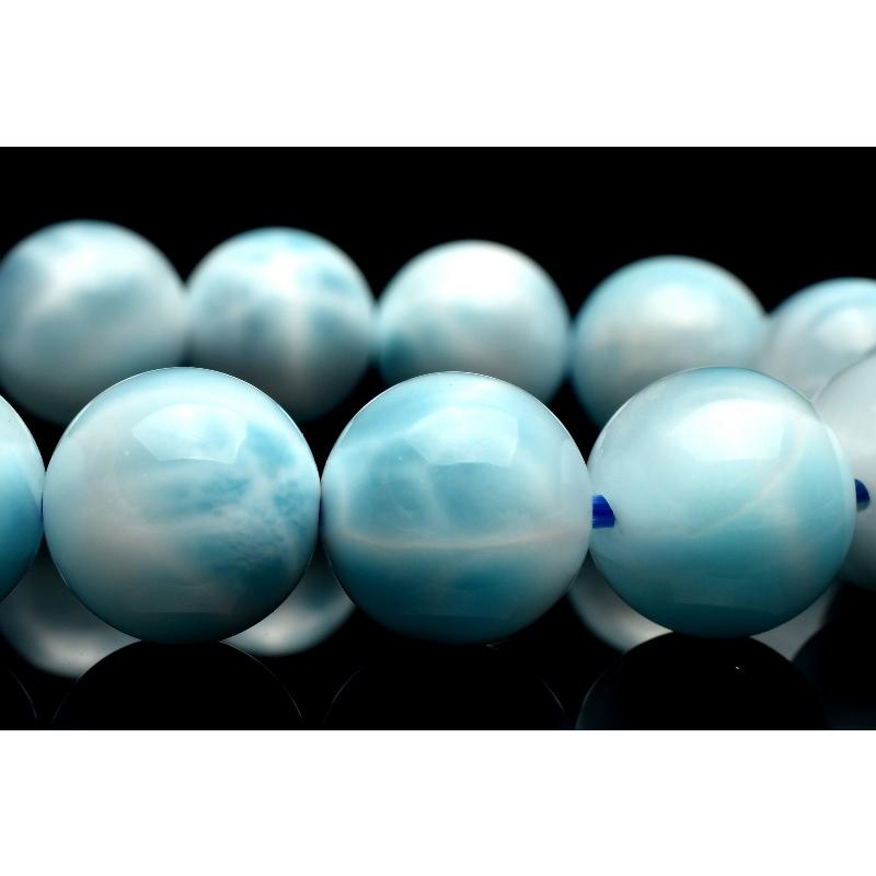 【１点物】AAAドミニカブルー☆亀甲模様 ラリマー　11.5mm　ブレスレット _MC6672_1